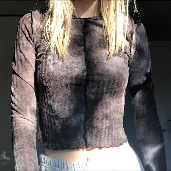 brown tie dye with contrast stitching - Picture 2 of 2